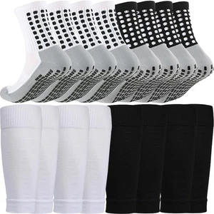 Set 4 Calzini Calcio Grip,Maniche Parastinchi per Calcio Basket Uomo e... - Foto 1 di 7