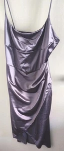 Q USA Women's Plus Size 3X Purple Sleeveless Spaghetti Strap Dress Satin Like - Picture 1 of 6