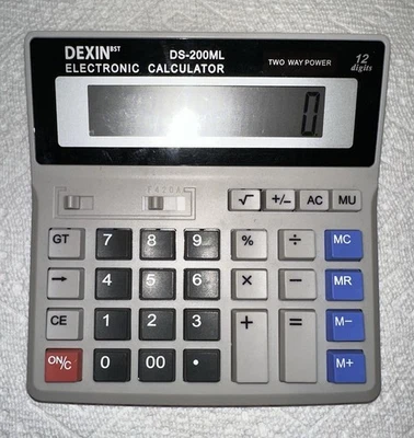 DexinBST DS200ML 2 Way Power Electronic Calculator 12 Digits Good Used Condition - Image 1 of 4