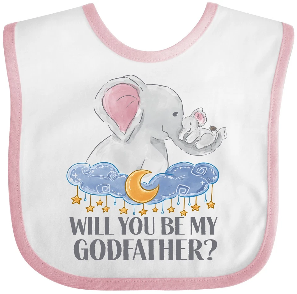 Inktastic Will You Be My Godfather? Детский нагрудник со слонами луной и звездами животные - Изображение 1 из 1