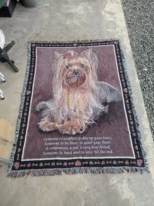 Danbury Mint Yorkie Terrier Hund Liebe Überwurf Decke 180x135cm Webteppich - Bild 1 von 20