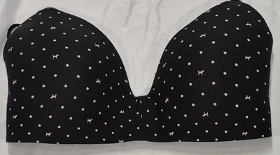 Sujetador inalámbrico ROSA Victoria's Secret negro con caniches rosas 34DD Wear Everywhere Foto 1 de 4