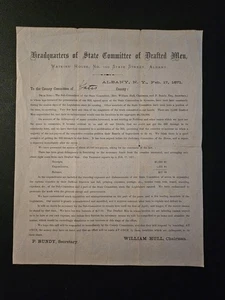 1871 Cuartel General del Estado Comité de Hombres Redactados Circular Albany, Nueva York - Imagen 1 de 5