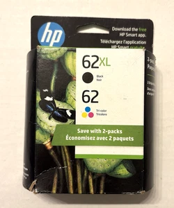 2pz Cartucce di Inchiostro Hp 62xl Nero e 62 Colori 6/26 - Foto 1 di 3