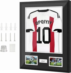 Kit Cornice per Maglia da Calcio Collezionisti In Legno Nero 80x60cm QPQIYIY - Imagen 1 de 7