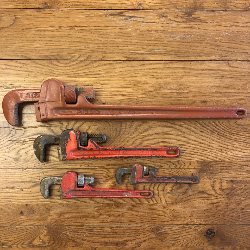 Lote de chaves de tubo vintage - 8", 10", 14", 24" Ridgid/Sears/Craftsman - Lote de 4 - Imagem 1 de 4