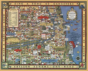 Impresión de póster de historia de fuentes auténticas de Chicago Gangland mapa de gángster temprano - Imagen 1 de 2