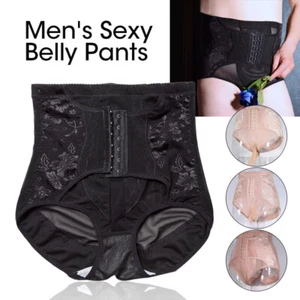 L-2XL Men Tunic Belt High Waist Mesh Lace Triangle Waist Shorts Corset - Picture 1 of 22