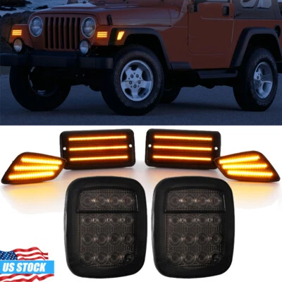 Combo de luz trasera LED y lámpara de señal lateral para Jeep Wrangler TJ 1997-2006 Foto 1 de 4