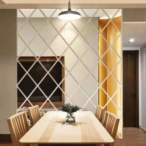32X Glass Mirror Tiles Wall Sticker Self Adhesive Stick On Art Home DIY Decor - Picture 1 of 21