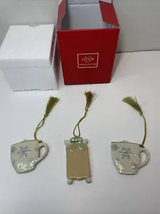 Lenox (3) WINTER FUN Christmas Ornament SET * Hot Cocoa Mugs & Sled - - Picture 1 of 8