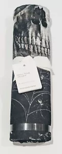 Pottery Barn Skull Toile Table Throw Halloween Gothic 100% Cotton 50” X 50” NWT - Picture 1 of 3