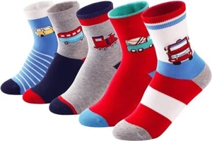 SUNBVE Cotton Boys Socks, 5 Pair. New box, Truck/Car themed. Great gift. - Picture 1 of 7