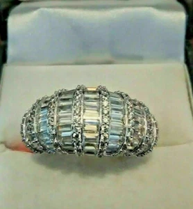 Cocktail 2.56Ct Baguette Cut 14k White Gold Finish Created Diamond Wedding Ring - Picture 1 of 6