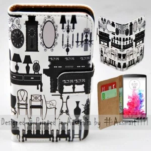 For LG Series - Antique Furniture Print Theme Wallet Mobile Phone Case Cover - Picture 1 of 3