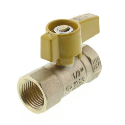 1/2" IPS BRASS GAS BALL VALVE, CSA APPROVED 1/4 TURN - PROPANE, NATURAL GAS