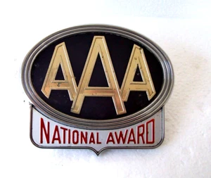 Antique AAA National Award Badge License Plate Topper Emblem PATENT PENDING '50s - Picture 1 of 10