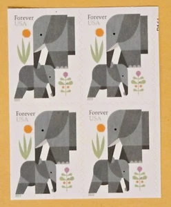 U.S.A. United States Elefanten Block 4v. Forever st. 2022.  - Bild 1 von 2