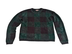 Anthropologie Fred and Sibel Susan Plaid Green Black Crop Sweater X-Small - Picture 1 of 6