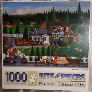1000 Piece Jigsaw Puzzle "Horsin'Around" Painting New in Sealed Box