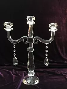 Elegant Crystal Glass 3-Arm Candelabra Clear 36cm Candle Holder Wedding Decor - Picture 1 of 3