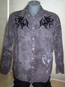 EIGHTY EIGHT MEN'S Boutique Button Down SHIRT Black Raised Design Size XL - Picture 1 of 1