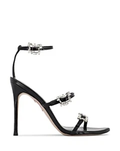 Sophia Webster Grace Embellished Buckle High Heel Sandals Women 37 Black Patent - Picture 1 of 16