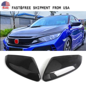 2X CARBON FIBER SIDE VIEW MIRROR REPLACEMENT COVER CAP FOR 2016-2021 HONDA CIVIC - Picture 1 of 12