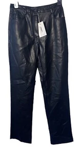 Oak + Fort Faux Vegan Leather Pants Black Womens Size 2 Fits 26x29.5 NWT $118 - Picture 1 of 7