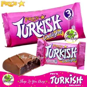 FRYS TURKISH DELIGHT 3 PACK Chocolate Bar 51g Birthday Present Fry's✨Cheapest✨ - Picture 1 of 7