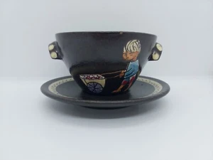 Vintage Hugo Kohler Biel Keramik Kaffee Tee Becher Tasse & Untertasse Volkskunst Handbemalt - Bild 1 von 13