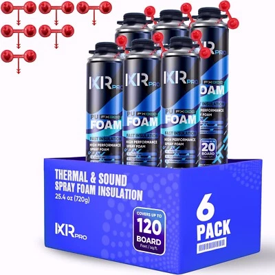 Spray Foam Insulation Can (6 x 25.4 oz. (720 g)) Expanding Foam Sealant - Image 1 of 4