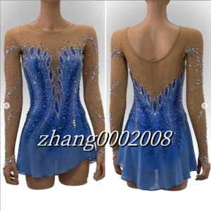 Blue Ice Skating Dress.Acro Rhythmic Gymnastics. Dance Baton Twirling Costume - Picture 1 of 6