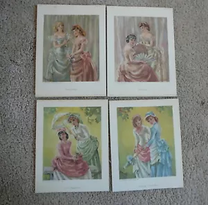 WIENER KUNST - VIER VINTAGE GUT GEKLEIDETE DAMEN DRUCKE - signiert MARCELLE - 5x7 - Bild 1 von 3