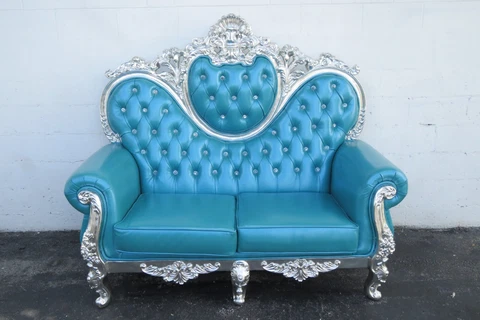 Rococo French Heavy Carved Silver Leaf Rhinestones Large Tall Sofa Settee 3605 Cover