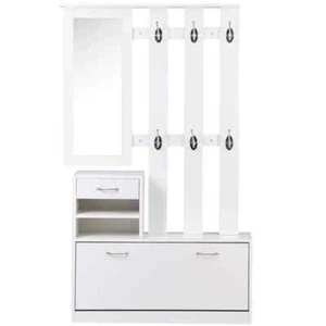 2PC Shoes Storage Chest Cloths Rack Unit w/Mirror Multiple Shelves Large Storage - Picture 1 of 12