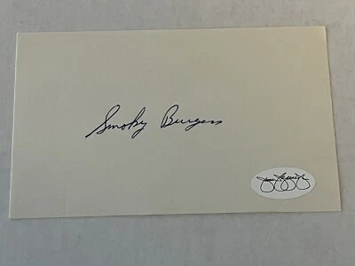 Smoky Burgess (Dec 1991) Signed Autograph Index Card Cincinnati Reds JSA Rare 🔥 - Image 1 of 4