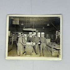 VTG Found Photo Military Men Uniform Workshop Machine Shop Undated 5" x 4 1/8"