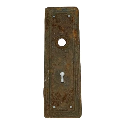 Antique Iron Art Deco Door Knob Back Plate 7 3/4 X 2 5/8” - Image 1 of 3