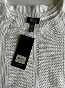 Womens Jones New York Sleeveless Sweater Top Size: Med in Ivory #JPMS9ST027 NEW - Picture 1 of 8