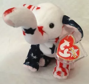 TY Beanie Babies Righty 2000 Republican Elephant Patriotic Stars Stripes new - Picture 1 of 7