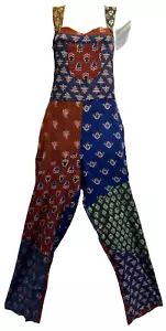 SACRED THREADS boho batik patch hippy rayon OVERALLS ROMPER JUMPSUIT JUMPER 1X - Picture 1 of 6