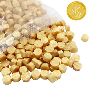 600Pcs Gold Sealing Wax Beads, Octagon Wax Seal Beads for Wax Stamp Sealing, Per - Picture 1 of 5