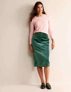 BODEN NWT Margot Velvet Midi Skirt - UK 10 Petite - Evergreen - NWT - Picture 1 of 8
