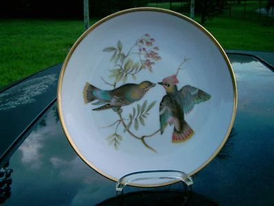 MITTERRTEICH GERMANY 36 GOLD TRIM 7.5"  PLATE 2  FAN TAIL BIRDS - Изображение 1 из 4