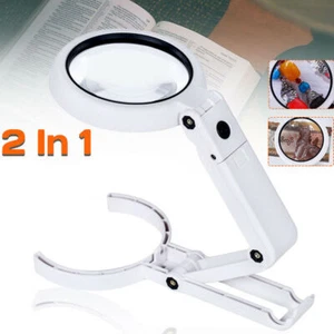 LED Tischlupe mit Ständer 5x und 10x Fach Vergrößerung Arbeitslupe Leselupe Lupe - Bild 1 von 12