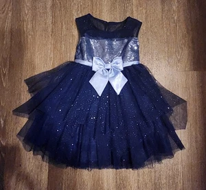 Mädchen 3T Jona Michelle Kleid Kostüm Party blau Werkzeug Glitzer Hochzeit Blumenmädchen - Bild 1 von 4