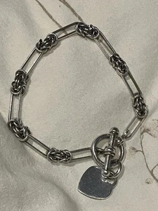 Vintage Sterling Silver Decorative Long Link Chain Bracelet Full Hallmarks - Picture 1 of 15