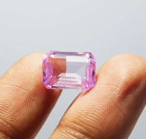 11-12 Ct Rare  Pink Sapphire  Emerald Cut | Certified Natural Loose Gem for Ring - Picture 1 of 13