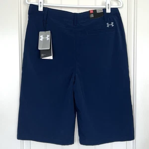 Under Armour YXL Youth Boys Extra Large Golf Shorts Navy Blue Loose Fit Heatgear - Picture 1 of 16